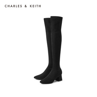 CHARLES＆KEITH2021春季CK1-90360340女士简约高跟过膝长靴 Black黑色 38