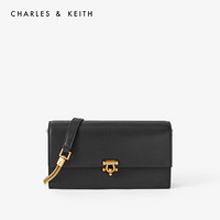CHARLES＆KEITH2021春季CK6-10840196女士金属扣饰单肩包钱包 Black黑色 XS
