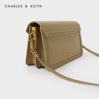 CHARLES＆KEITH2021春新品CK2-80781405女士天然石纹路斜挎信封包 Khaki卡其色 S