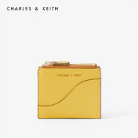 CHARLES＆KEITH2021春季CK6-11200004女士拼接包面多卡位钱包 Yellow黄色 XXS
