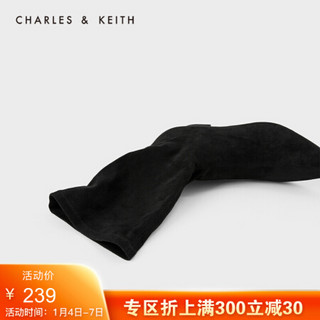 CHARLES＆KEITH2021春季女靴女鞋冬季CK1-91680073欧美纯色休闲尖头短靴女 Black黑色 38