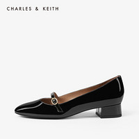 CHARLES＆KEITH2021春季CK1-61680099女士休闲亮面玛丽珍鞋单鞋女 Black黑色 35