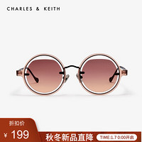 CHARLES＆KEITH2021春季CK3-31280400时尚圆形女士太阳眼镜 Mauve紫红色 M