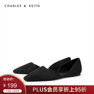 CHARLES＆KEITH2021春季CK1-70900199女士简约平跟奥赛鞋单鞋 黑色 38