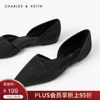 CHARLES＆KEITH2021春季CK1-70900199女士简约平跟奥赛鞋单鞋 黑色 38