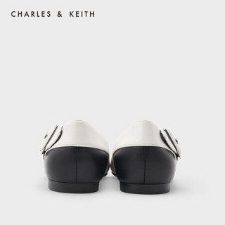 CHARLES＆KEITH2021春季CK1-70900247女士细绊带尖头平底单鞋 粉白色Chalk 37