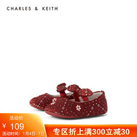 CHARLES＆KEITH2021春季CK9-71700095幼儿童鞋蝴蝶结装饰宝宝玛丽珍鞋 红色Red 16