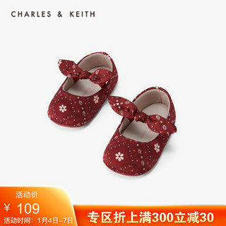CHARLES＆KEITH2021春季CK9-71700095幼儿童鞋蝴蝶结装饰宝宝玛丽珍鞋 红色Red 16