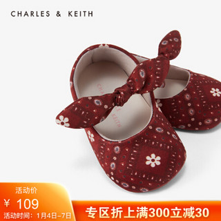 CHARLES＆KEITH2021春季CK9-71700095幼儿童鞋蝴蝶结装饰宝宝玛丽珍鞋 红色Red 16