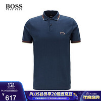 HUGO BOSS雨果博斯Polo衫男2020春夏新款徽标弹力珠地布修身 Polo衫50412675 412-蓝色 L