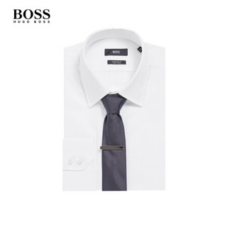 HUGO BOSS 雨果博斯2021春夏新款商务优雅时尚灰色条纹矩形领带夹 030-灰色 ONESI