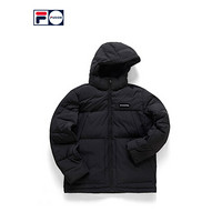 FILA FUSION 斐乐羽绒服男2020冬季新款保暖撞色连帽羽绒外套男 深黑-BK（宽松版型，建议拍小一码） 170/92A/M