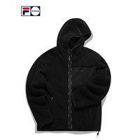 FILA FUSION  斐乐外套男2020冬季新款羊羔绒外套针织上衣保暖 深黑-BK 170/92A/M