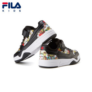 FILA KIDS 斐乐儿童中大童2021年春季新款时尚童鞋休闲运动鞋男童 黑色/火红-BR 33码/内长20.5cm