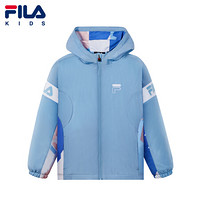 FILA KIDS 斐乐儿童女孩梭织外套2021年春季新款休闲运动小童上衣 清雅蓝-LB 130