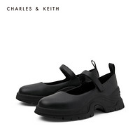 CHARLES＆KEITH2021春季CK1-70900249女士时尚厚底玛丽珍鞋 Black黑色 39