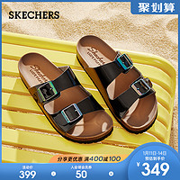 Skechers斯凯奇新款女士可外穿时尚方扣凉拖鞋休闲沙滩鞋163030（38、白色/WHT）