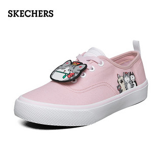 Skechers斯凯奇吾皇万睡联名合作款女士休闲帆布鞋板鞋66666269（35、红色/RED）