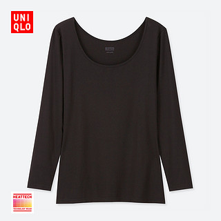 优衣库 女装 HEATTECH U领T恤(八分袖)(温暖内衣) 418324 UNIQLO