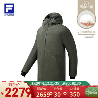 FILA ATHLETICS斐乐男子长款羽绒服2020冬季新款高尔夫高端羽绒男 军呢绿-KK 185/104A/XXL