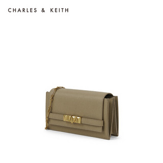CHARLES＆KEITH2021春季新品CK6-10770480女士链条翻盖斜挎包钱包 Khaki卡其色 XS