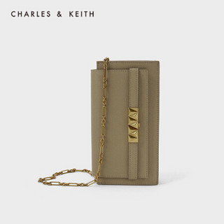 CHARLES＆KEITH2021春季新品CK6-10770480女士链条翻盖斜挎包钱包 Khaki卡其色 XS