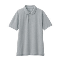 無印良品 MUJI 無印良品 男式 新疆棉珠地网眼编织 短袖POLO衫 灰色 XS