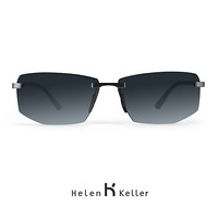 Helen Keller 太阳镜男款 时尚运动偏光墨镜男 金属镜架眼镜H8653 枪框+哑光蓝镜片镜片HD18