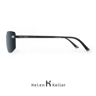 Helen Keller 太阳镜男款 时尚运动偏光墨镜男 金属镜架眼镜H8653 枪框+哑光蓝镜片镜片HD18