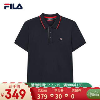 FILA 斐乐官方男子短袖POLO2020春季新款运动商务针织短袖T恤衫男 传奇蓝-NV 165/88A/S