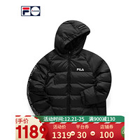 FILA FUSION 斐乐情侣羽绒服2020年冬季新款潮流黑色外套男 正黑-BK 175/96A/L