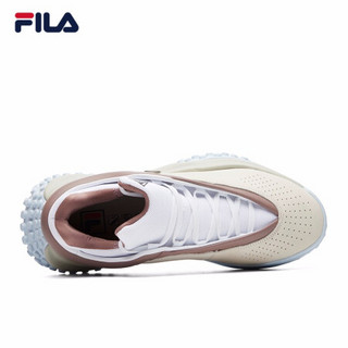 FILA x MIHARA 斐乐官方 老爹鞋男2021春季休闲运动男波点鞋 泡沫白/鹿角棕-WA 39