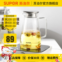 苏泊尔(SUPOR)凉水壶大容量耐热玻璃家用花茶果汁凉白开晾热水扎杯冷水壶 1.4升 凉水壶