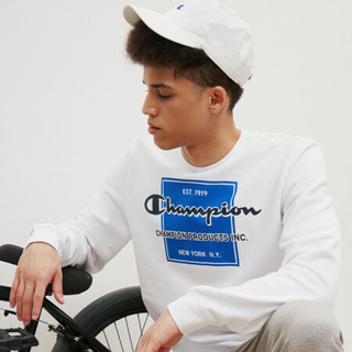 Champion2020秋冬新款男式印花草写LOGO圆领卫衣 白色 XXL