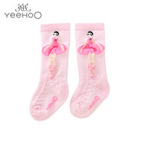 英氏儿童袜子女宝宝2021春夏新款柔软可爱针织长袜 粉色YIWJJ11012A 15cm
