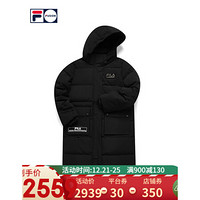FILA FUSION 斐乐女士羽绒服2020年冬季新款潮流白鹅绒外套 深黑-BK（宽松版型，建议拍小一码） 170/88A/L