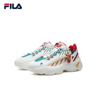 FILA 斐乐官方老爹鞋男鞋2021春季新款圣诞配色运动鞋ADE潮 明亮白/深丛绿-BD 40.5