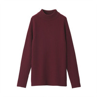 無印良品  無印良品 MUJI 女士半高领毛衣 BAA02A0A 紫红色 S