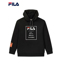 FILA x MIHARA斐乐官方连帽卫衣男子2020冬季新款运动套头衫宽松 正黑色-BK 170/92A/M