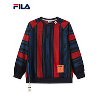 FILA x MIHARA斐乐套头卫衣男子2021春季新款休闲时尚运动套头衫 红色拼藏青条纹-RD 165/88A/S