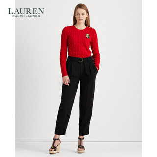 Lauren/拉夫劳伦女装 2021年早春纽扣饰边绞花编结针织毛衫60454 600-红色 L