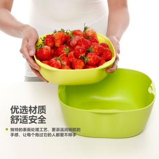 美的（Midea）双层果篮大口径多功能吐果皮食品级塑料绿色 MP-FP25P01