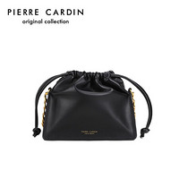 皮尔卡丹(pierre cardin)牛皮女包欧美风百搭单肩斜挎包女士时尚褶皱云朵包女 J0A209-1470225A黑色