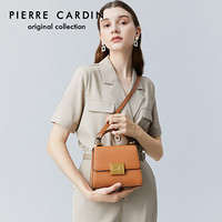 皮尔卡丹(pierre cardin)时尚单肩斜挎包女百搭小方包女欧美风牛皮手提包包女士 J0A218-1400225L棕色