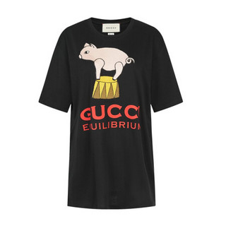 GUCCI 古驰 女士圆领短袖T恤 615044 XJCRI 1082 黑色 M