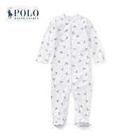 Ralph Lauren/拉夫劳伦女婴 2021年早春Polo熊棉质套装34744 100-白色 3M