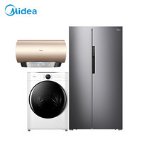 美的(Midea)606升智能保鲜冰箱BCD-606WKPZM(E)+60升智能电热水器F6032-GF7(HE)+10kg变频洗衣机MG100V70WD5