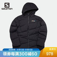 萨洛蒙（Salomon）男女款 户外运动防风防泼水舒适轻量保暖鹅绒羽绒服 PUFFDOWN JKT 黑色 201023 L