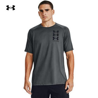 安德玛官方UA Tech Triple男子运动训练短袖T恤Under Armour1361504 灰色012 3XL