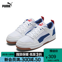 PUMA 彪马 官方 新款男女同款经典拼色休闲鞋 REBOUND 370914 白-冰河蓝 01 35.5